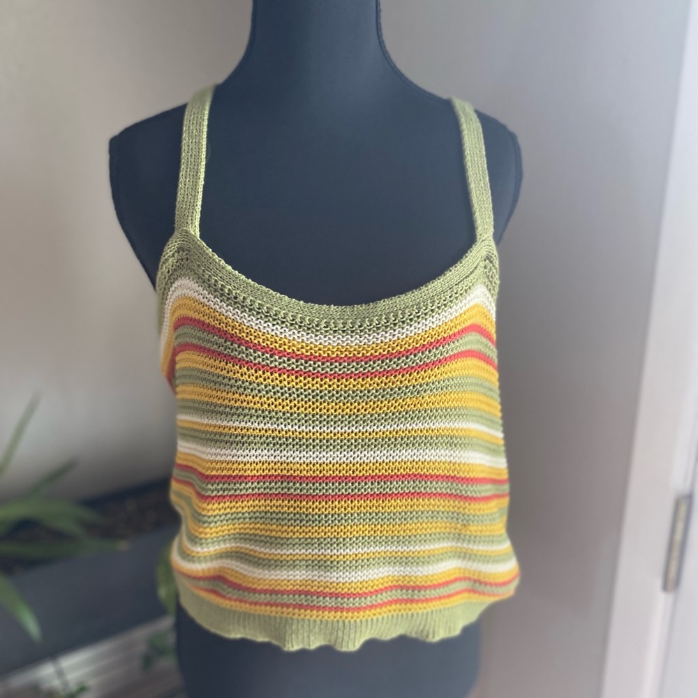 Vibrant Multicolor handmade knit Striped Tank Top